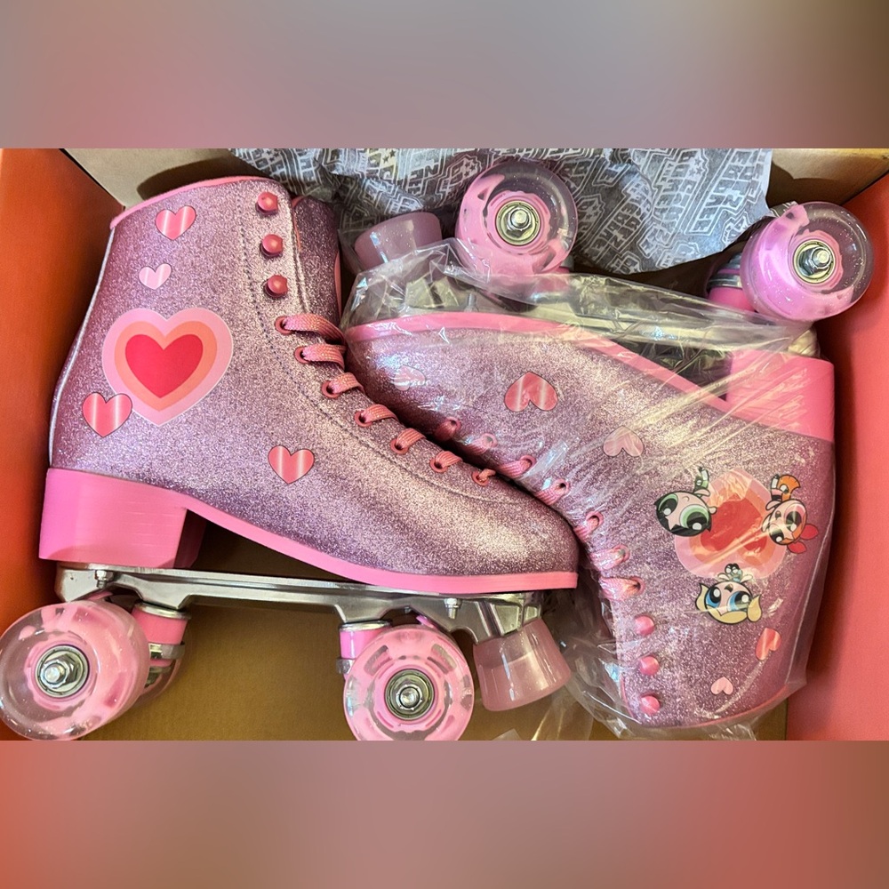 Powerpuff Girls x Dolls Kill Pink Glitter Roller Skates